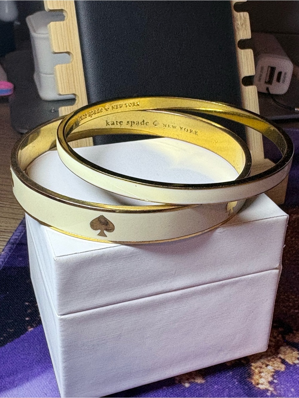 kate spade Gold Tone Logo Bangle Set